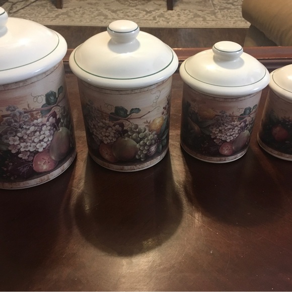 4PC SET CERTIFIED INTERNATIONAL CORP CIC PAMELA GLADDING WINDSOR CANISTER FRUIT - Picture 8 of 9